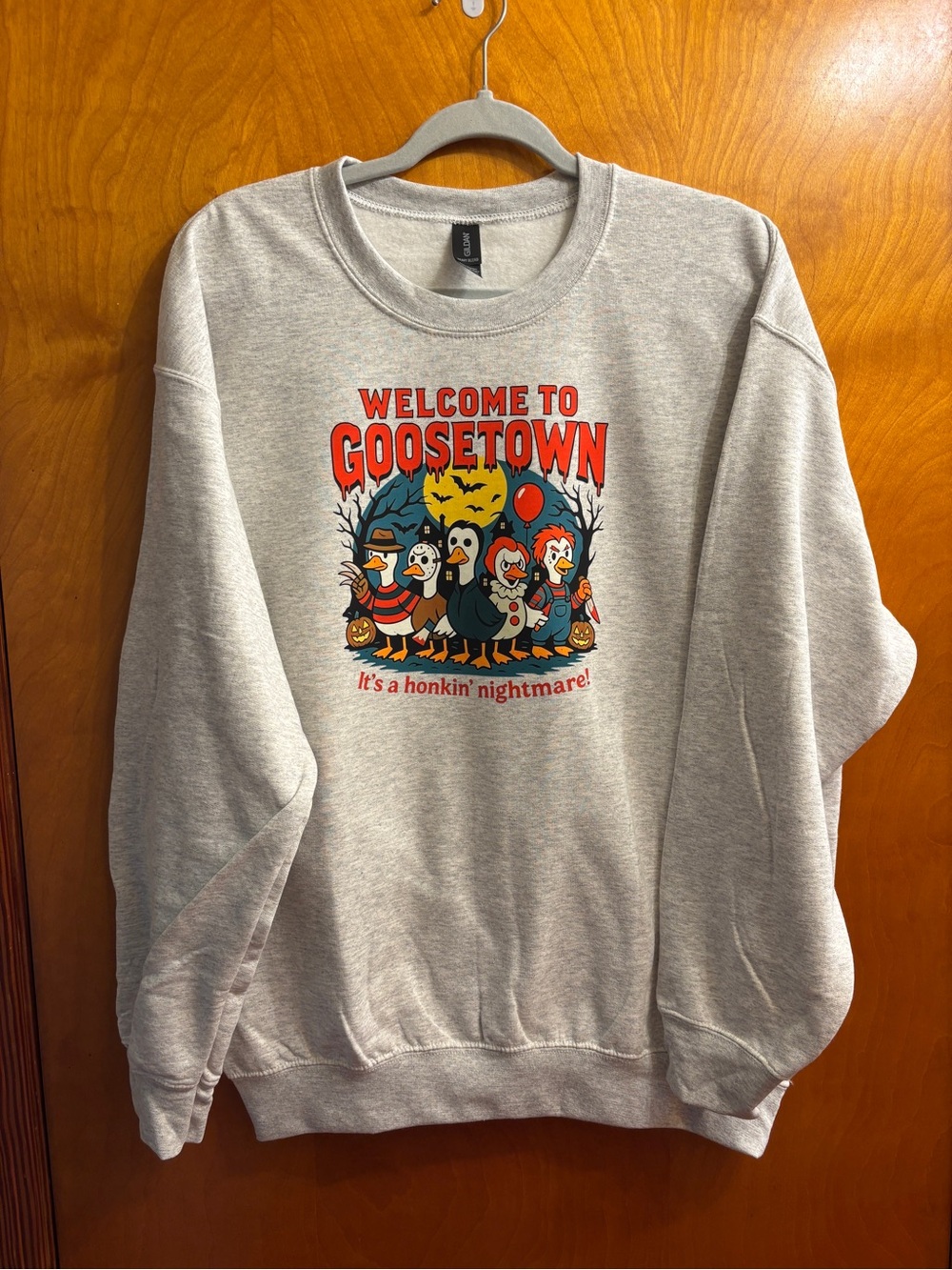 Gildan Light Gray "Welcome to Goosetown" Graphic Crewneck
